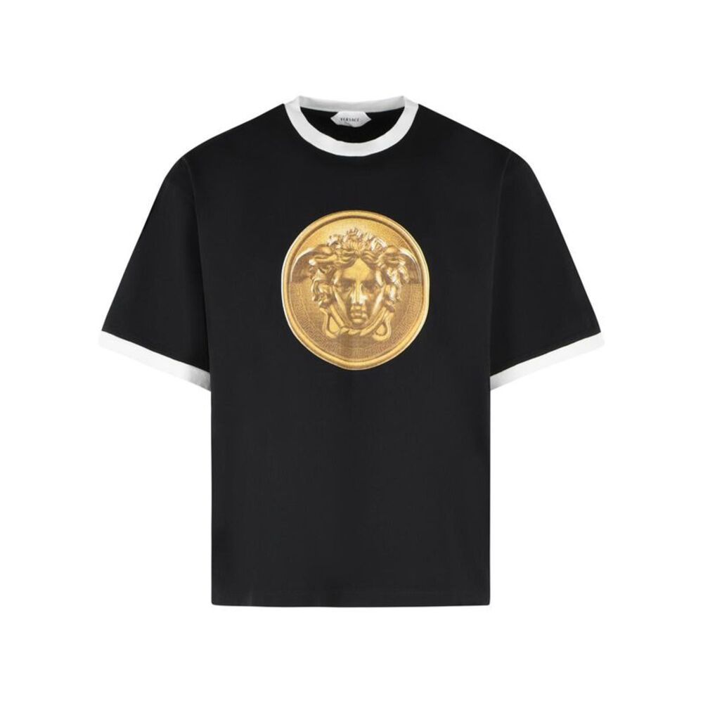 Versace 'Medusa' Black Cotton T-Shirt Men